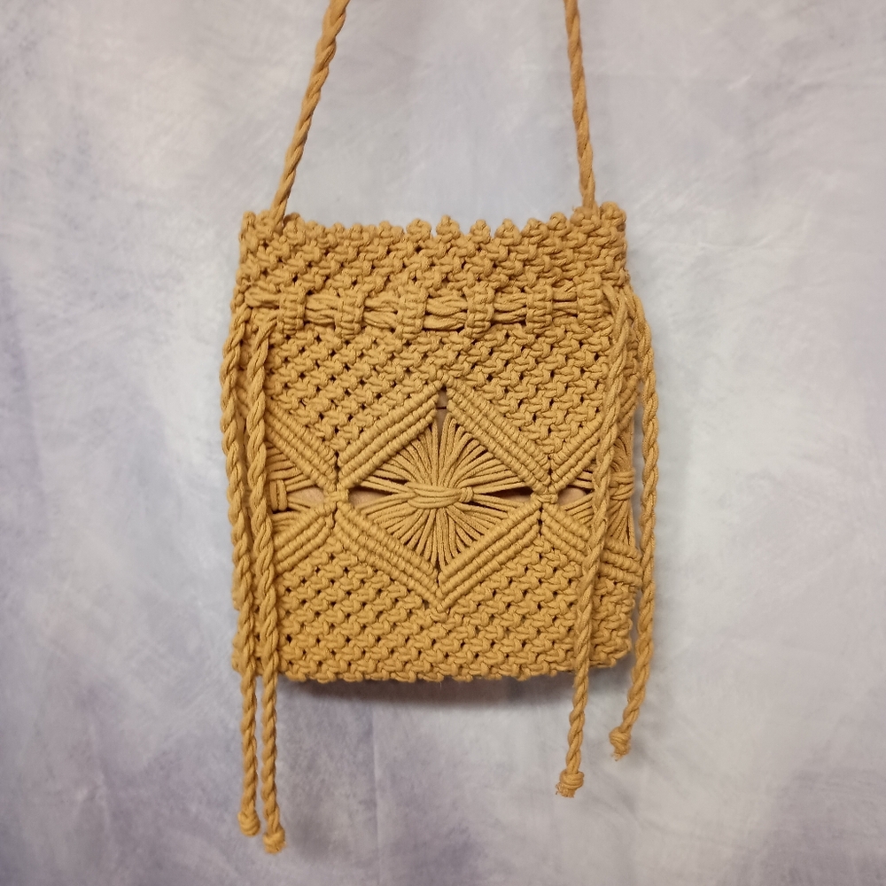 Nanette Lepore Golden Macrame Crochet Crossbody‎ Bag